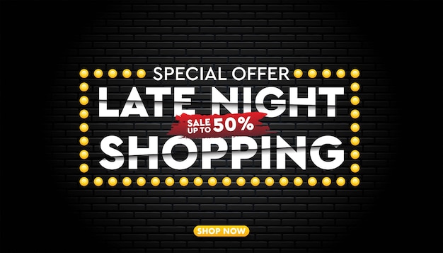 Vector late night sale   wall template.