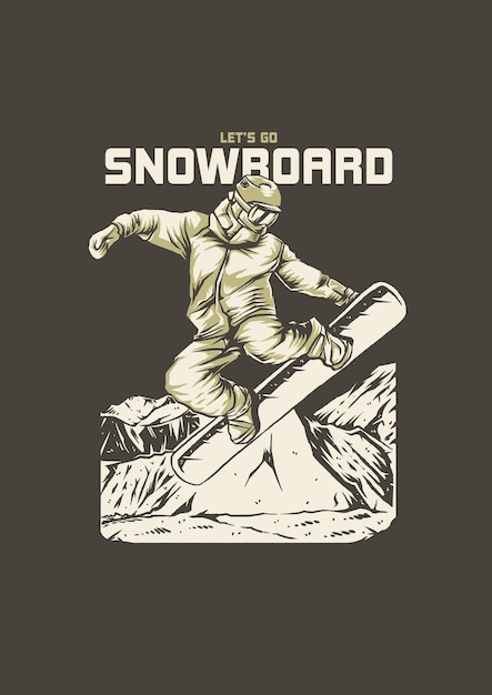 Laten we gaan snowboarden met retro stijl ontwerp