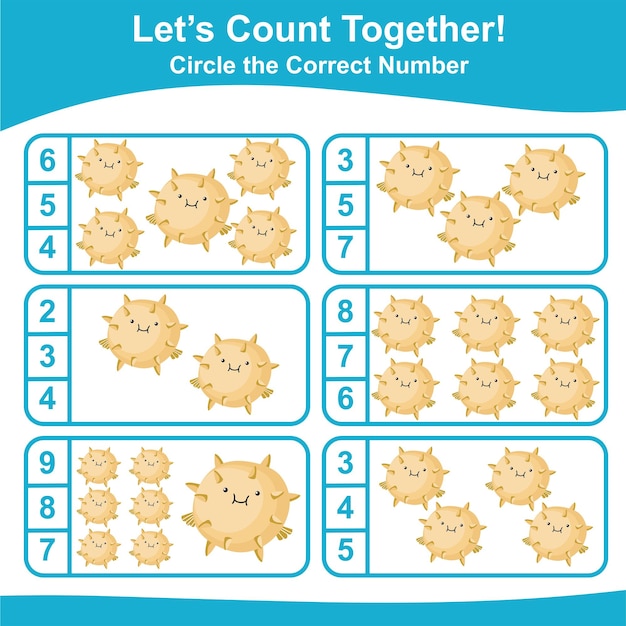 Laten we samen tellen werkblad Educatief afdrukbaar wiskunde werkblad Wiskunde spel voor kinderen