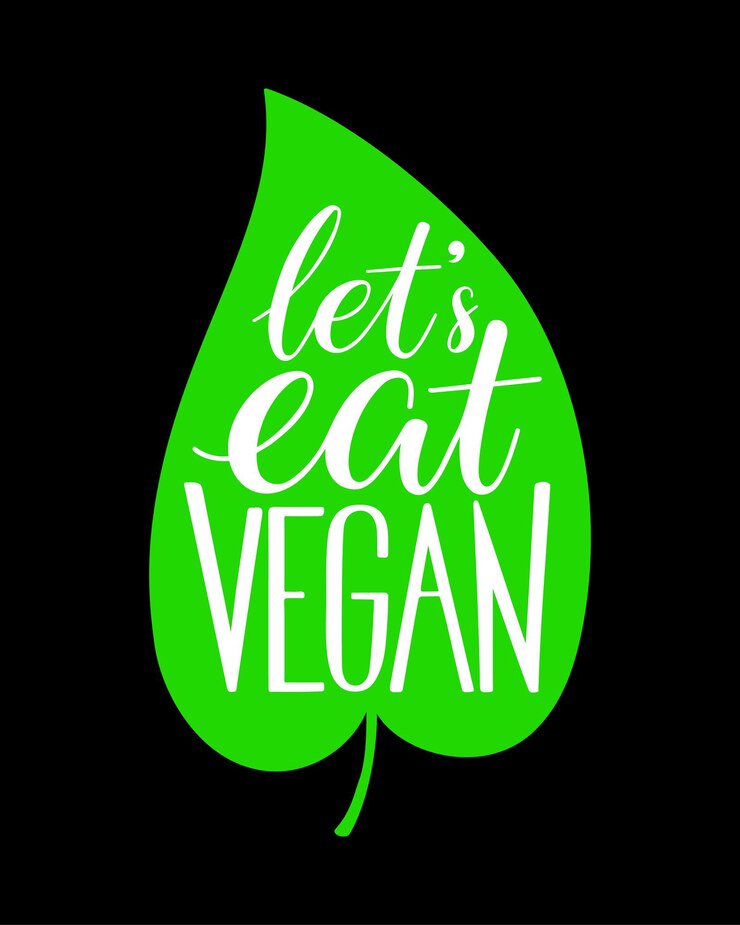 Vector laten we veganistische kalligrafie eten. handgetekende illustratie