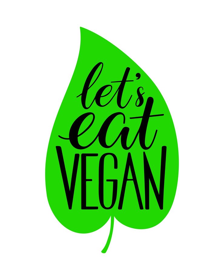 Vector laten we veganistische kalligrafie eten. handgetekende illustratie