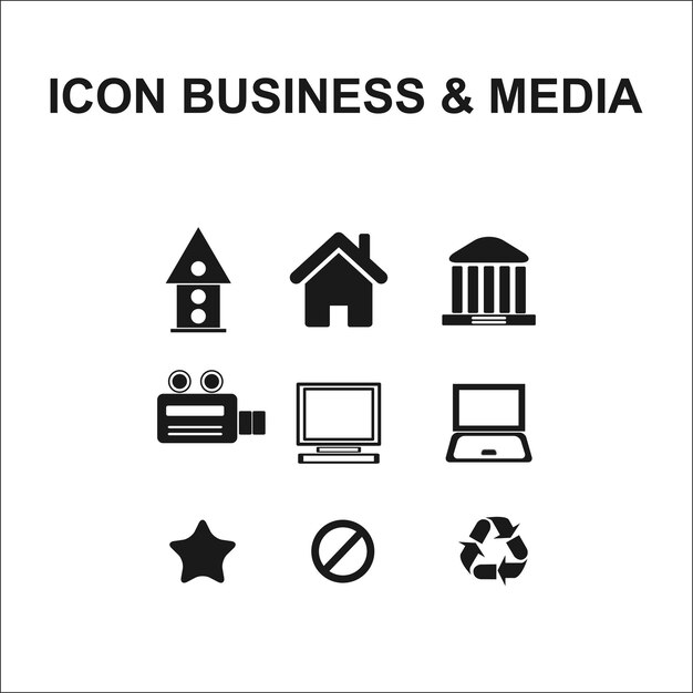 Вектор Последние бизнес- и медиа-иконы визуальные решения для ваших проектов
