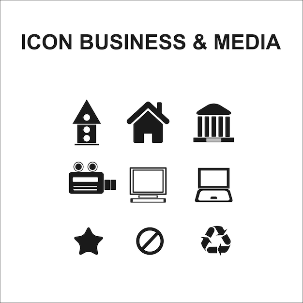 Vector latest business and media icons visual solutions for your projects