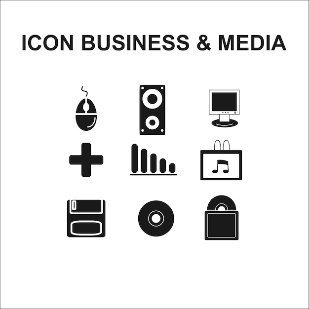 Vector latest business and media icons visual solutions for your projects