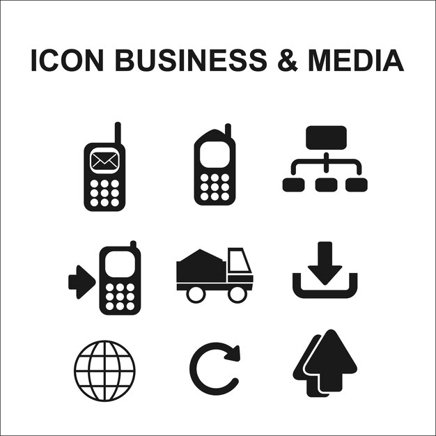 Vector latest business and media icons visual solutions for your projects