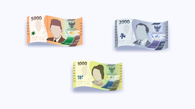 Vector the latest collection of indonesian rupiah banknotes. rupiah banknotes, rupiah currency