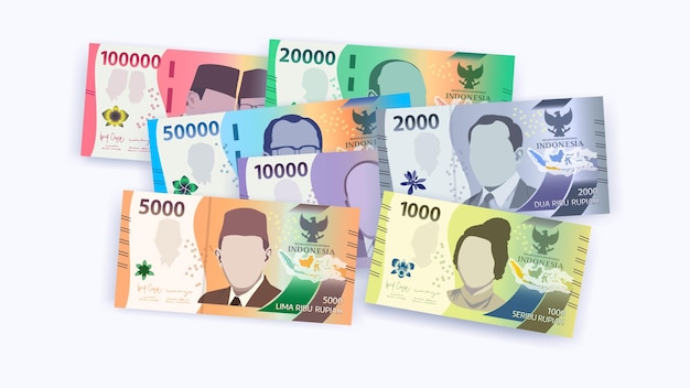 Vettore l'ultima collezione di banconote in rupie indonesiane. banconote in rupia, valuta in rupia