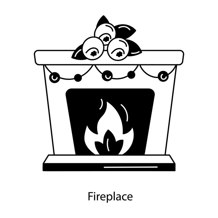 Vector latest doodle style icon of fireplace