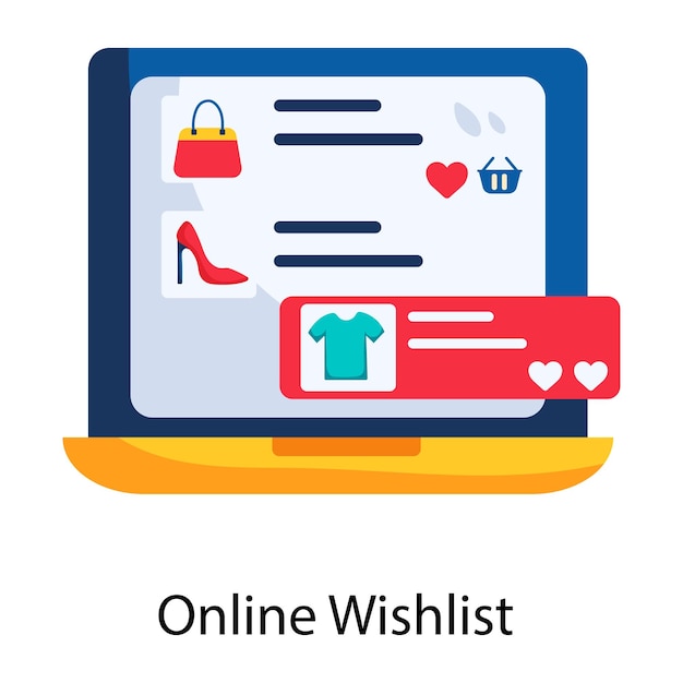 Latest flat icon of online wishlist