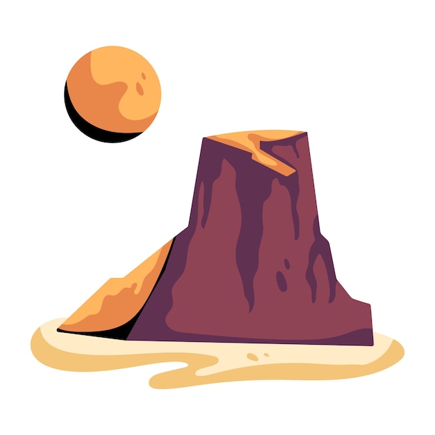 Latest flat icon of rock mountain