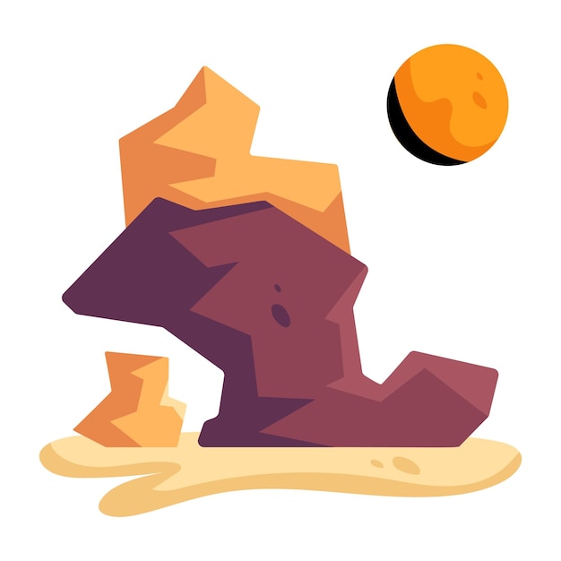 Latest flat icon of rock mountain