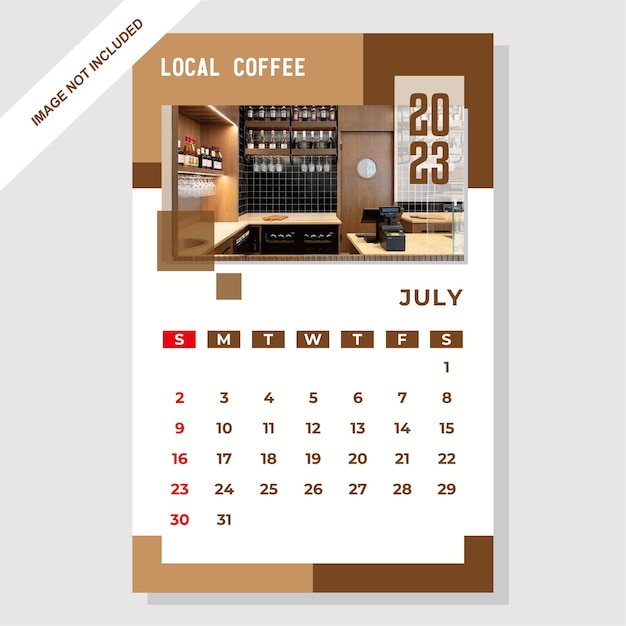 the latest july 2023 calendar is suitable for cafes