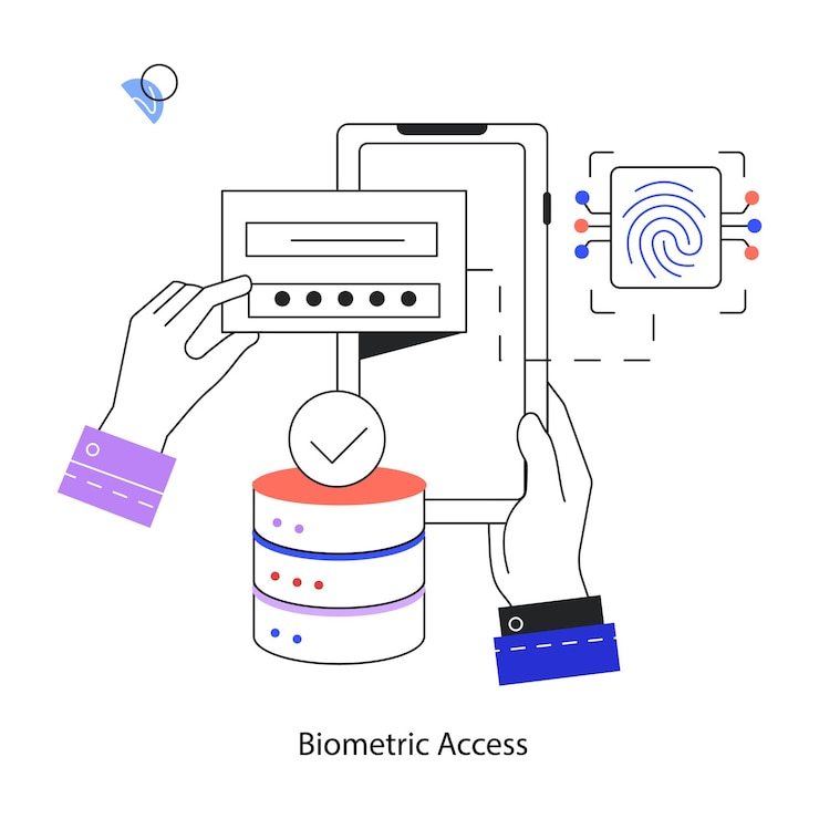 Vector latest linear mini illustration of biometric access