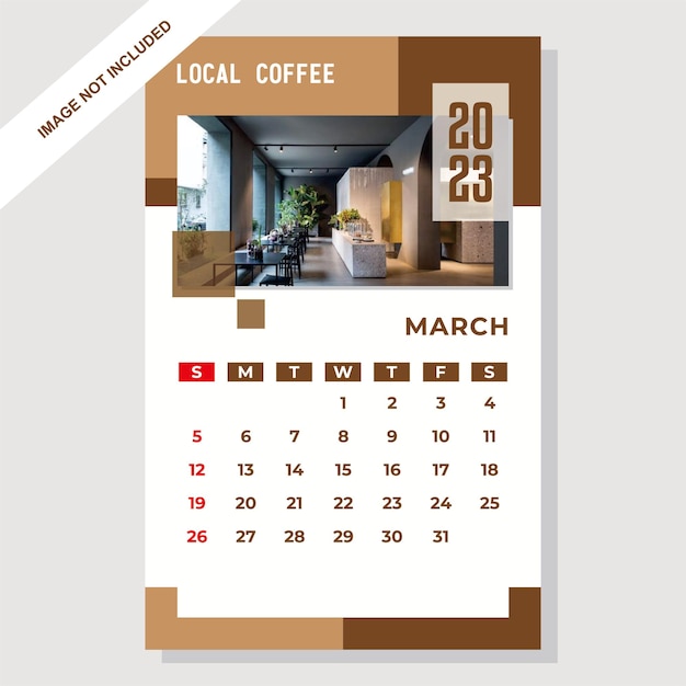 the latest march 2023 calendar is suitable for cafes