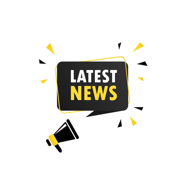 latest news. megaphone with latest news speech bubble banner. loudspeaker. can be used for business, marketing and advertising. latest news promotion text. vector eps 10.