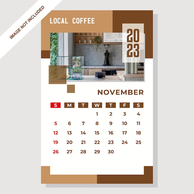 the latest november 2023 calendar is suitable for cafes