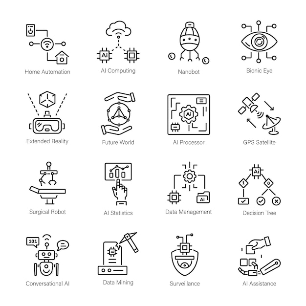 Latest Pack of AI Learning Linear Icons