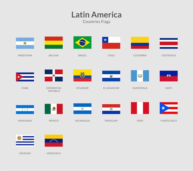 Vector latin american countries rectangle flag icon