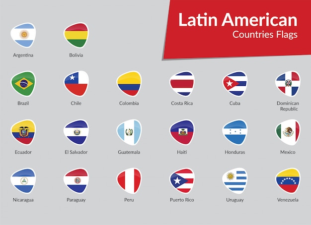 Latin american flags icon collection