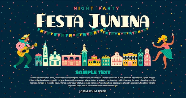 Festa dell'america latina la festa di giugno del brasile festa junina banner vettoriale