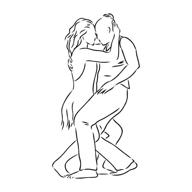 Latin dans paar kleurboek vectorillustratie van sensuele bachata en salsa