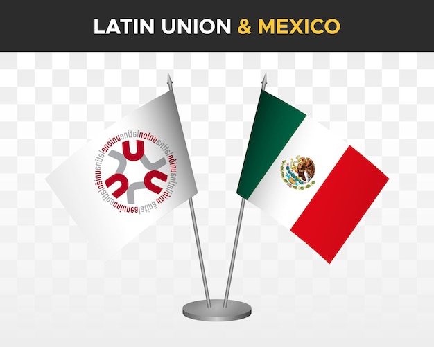 Latin Union vs mexico Bureau vlaggen mockup 3d vectorillustratie Bandera de union latina