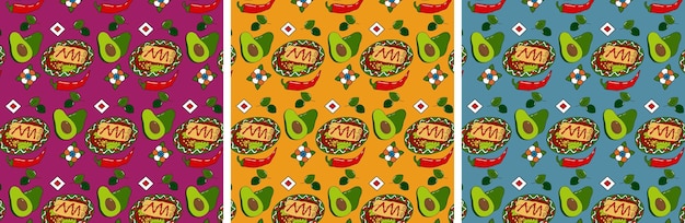 Latinamerican food 3 hand drawn vector seamless pattern
