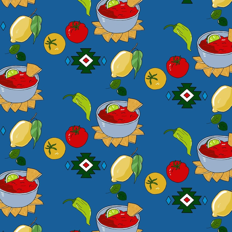 Vector latinamerican food hand drawn vector seamless pattern
