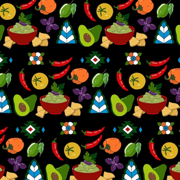 Latinamerican food hand drawn vector seamless pattern