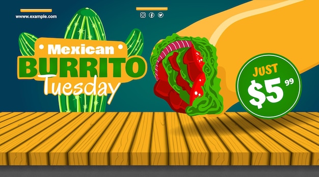 Vector latinamerican food mexican food burrito banner