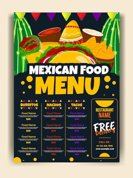 라틴 아메리카 음식 멕시코 음식 메뉴 템플릿