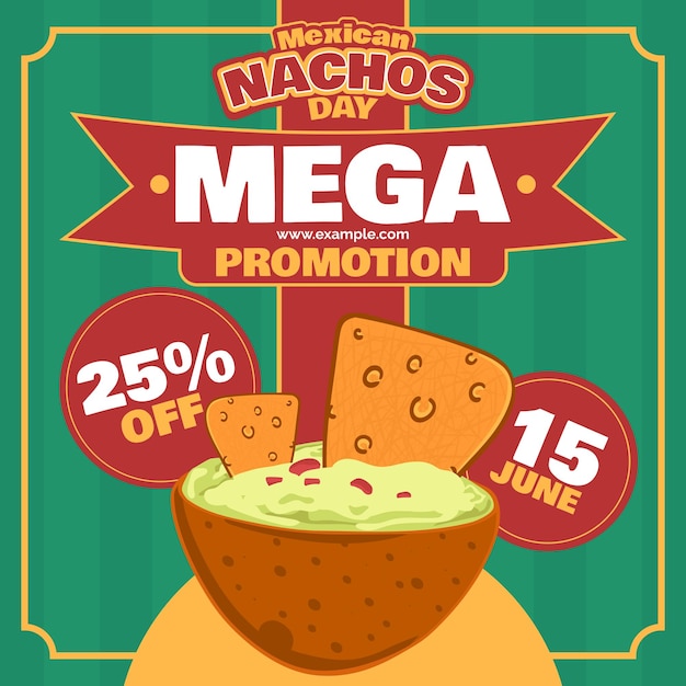 Latinamerican mexican food promotion nachos socialmedia post template