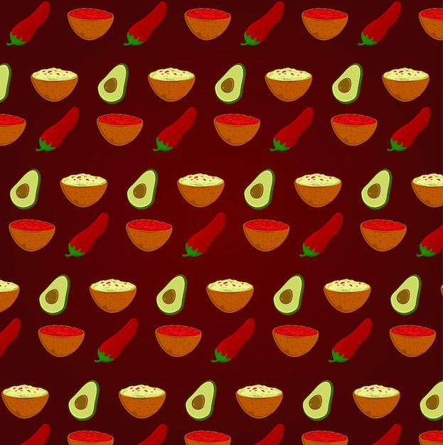 Latinamerican mexican sauces vector pattern design