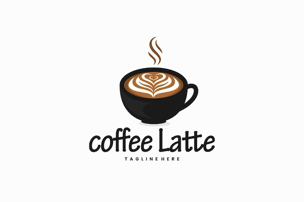 Latte art koffiekopje vector logo