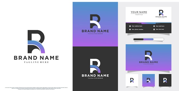 Latter R logo design with modern concept and business card part 1