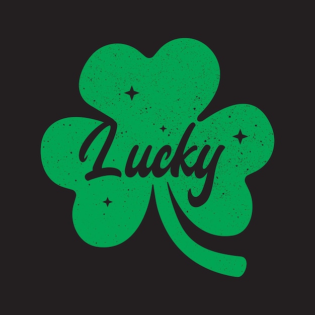 Vector lattering lucky op klaverblad grunge belettering design vector klaver