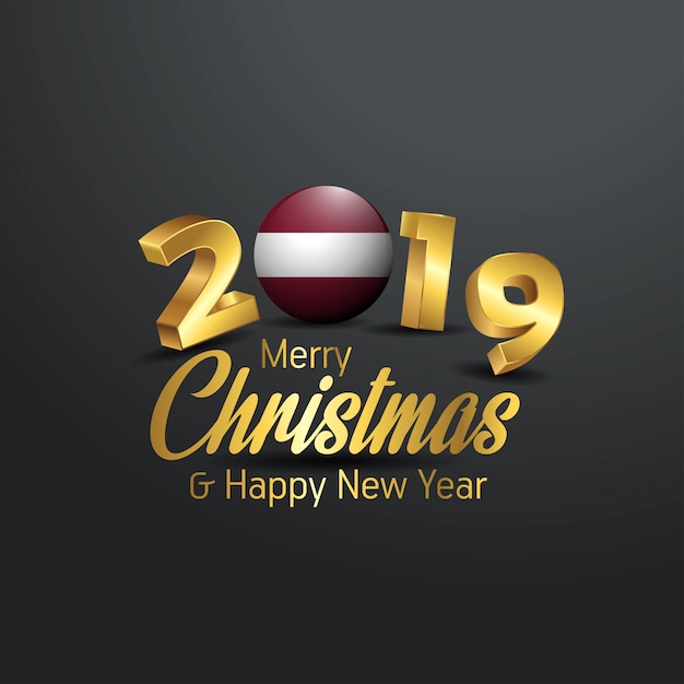 Latvia flag 2019 merry christmas typography