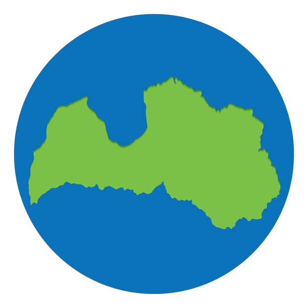 라트비아 지도 라트비아 지도는 파란색 원 색상으로 지구본 디자인에 녹색으로 표시됩니다.