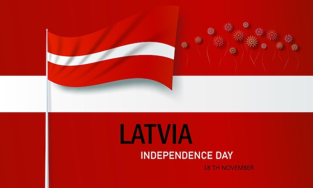 国旗とラトビア建国記念日ベクトルイラストヨーロッパの国の祝日