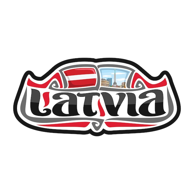 Latvia Sticker Flag Logo Badge Travel Souvenir Illustration