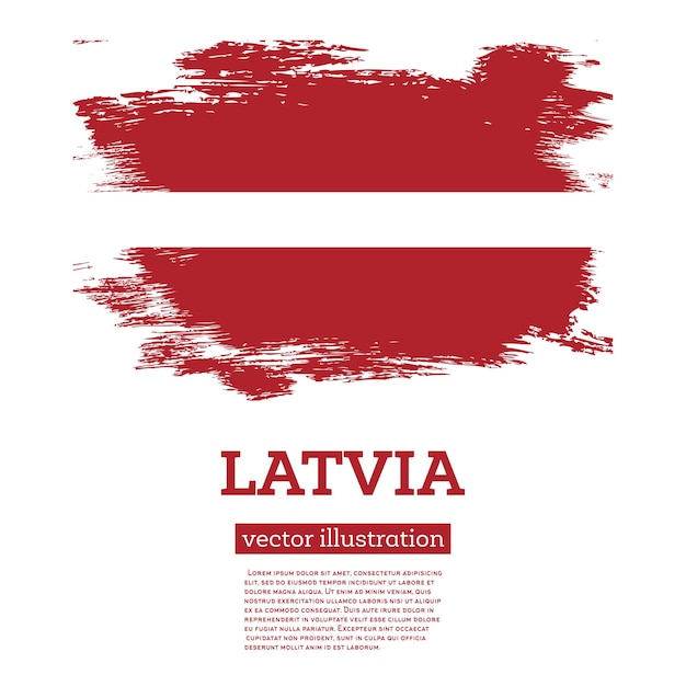 Latvian Flag Isolated Realistic Wave Flag of Latvia Country on Flagpole