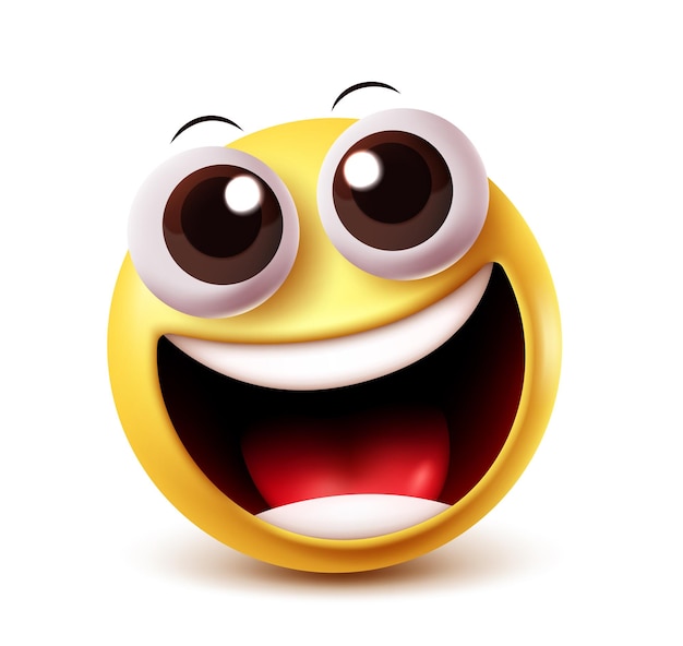 laugh emoji vector character happy and funny clip art facial expression yellow emoticon with open