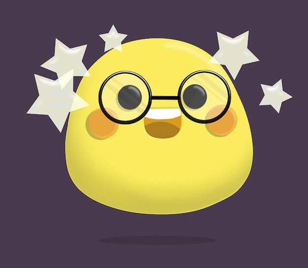 Laugh emoticon wearing glasses with dark background