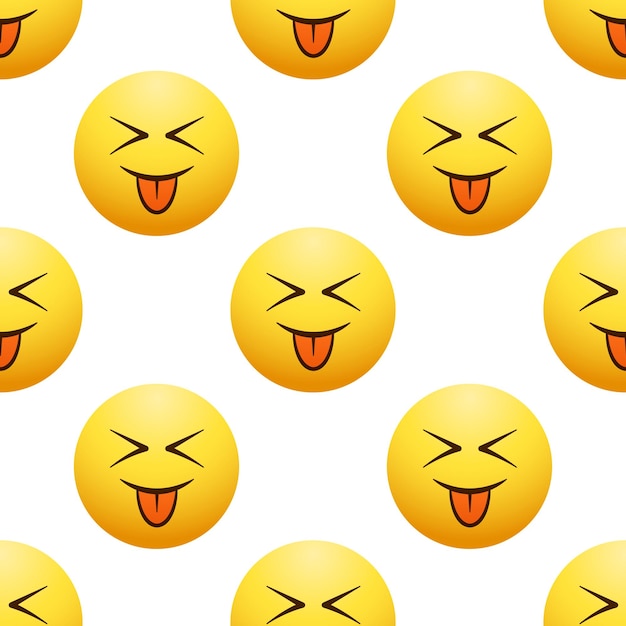 Laughing emoji seamless pattern Vector elements on white background