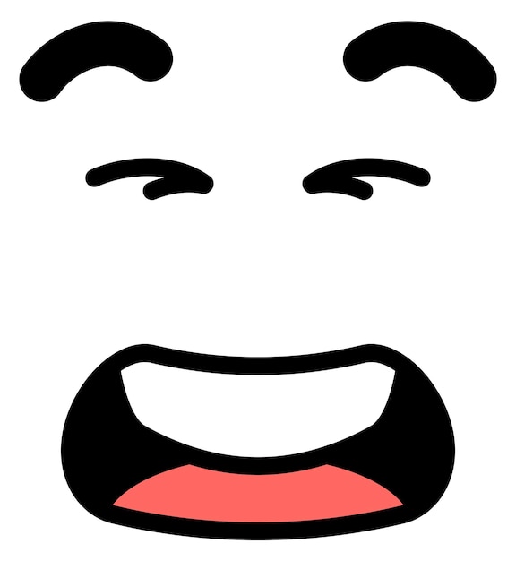 Laughing expression in comic style happy cartoon face