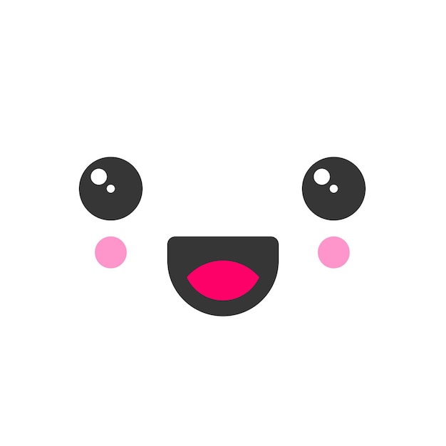 Laughing kawaii cute emotion face emoticon vector icon