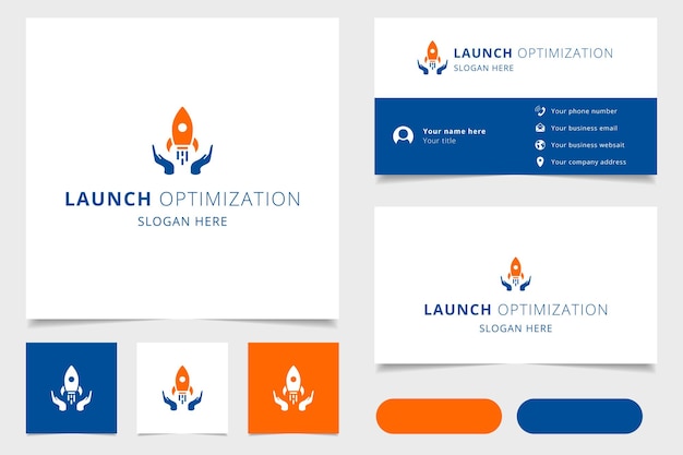 Launch optimization logo design with editable slogan