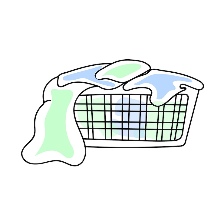 Vector laundry basket doodle