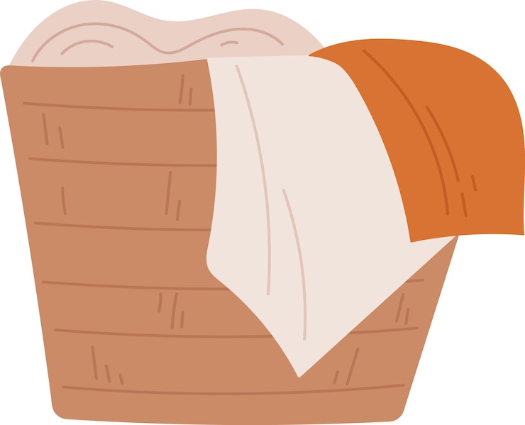 Vector laundry basket with clothes