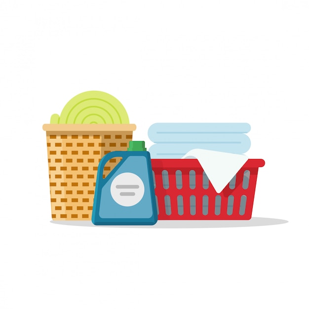 Laundry on baskets vector illustration flat cartoon